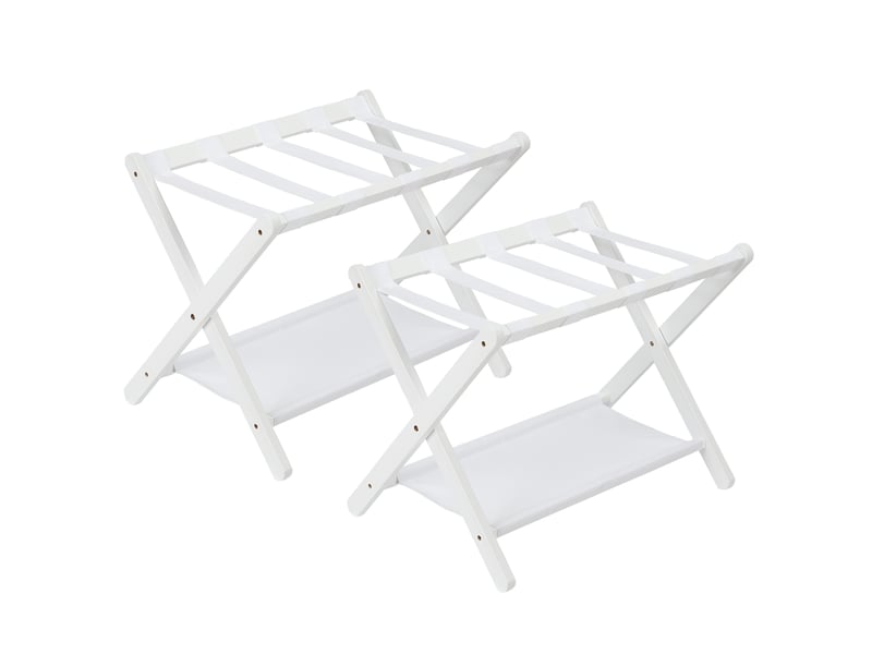  Lot de 2 porte-bagages pliant de luxe en bambou avec étagère, sangles nylon résistantes, charge 50 kg – chambre, salon, hôtel-blanc PHK_37RDH6SV - Conforama A
