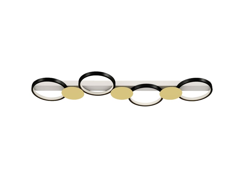  Plafonnier led noir et doré 38 w 1500 lm avec télécommande, lumière réglable 3000 à 6500 k pour grand salon  - Conforama D
