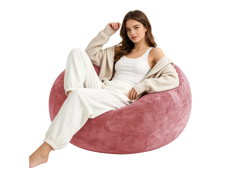  Fauteuil pouf adulte,100x100x50 cm,pliable,mousse,rose  - Conforama B