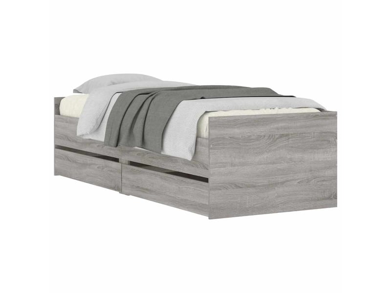  Lit simple- lit adulte -  cadre de lit avec tiroirs sans matelas sonoma gris 100x200 cm  - Conforama B