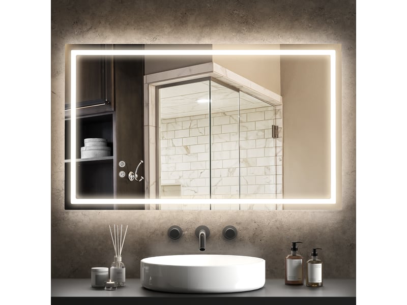 Miroir de salle de bain led, luminosité réglable, fonction antibuée, étanche - Conforama C