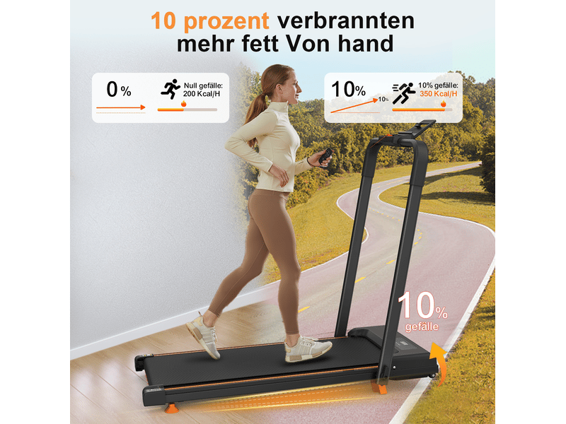  Tapis de course pliable 112,5x50x93,5 cm noir en acier, 3 en 1 marche, jogging et travail sous bureau  - Conforama D