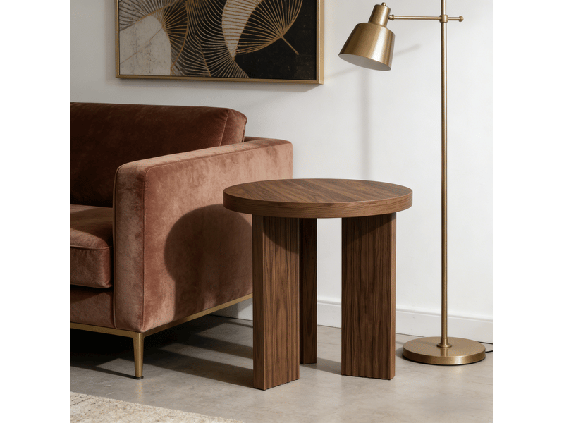  Table d’appoint ronde moderne, effet bois, noire, 44,5 × 45 cm, 1 pièce  - Conforama E