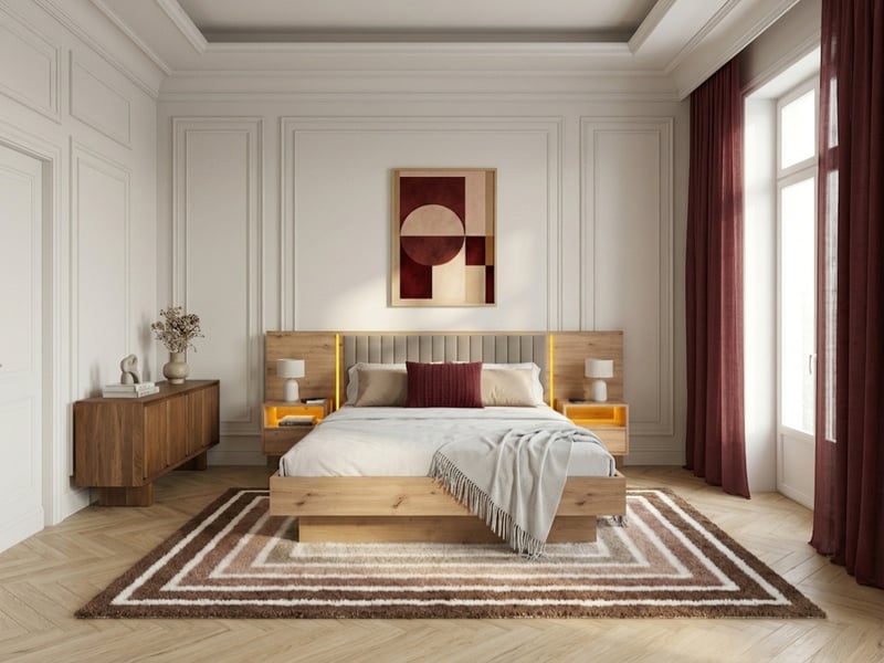 Bobochic lit coffre avec leds riad et chevets intégrés taupe 140x190 RIAD - Conforama B