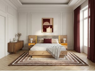 Lit coffre 140x190 cm <strong>BOBOCHIC</strong> <strong>RIAD</strong> coloris taupe