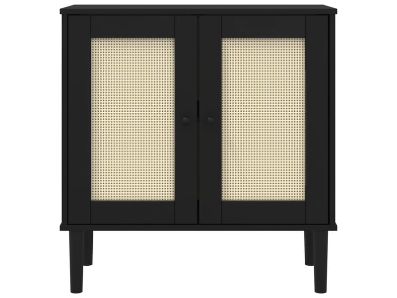  Buffet - bahut - meuble de rangement senja aspect rotin noir 80x35x80 cm bois massif de pin  - Conforama E