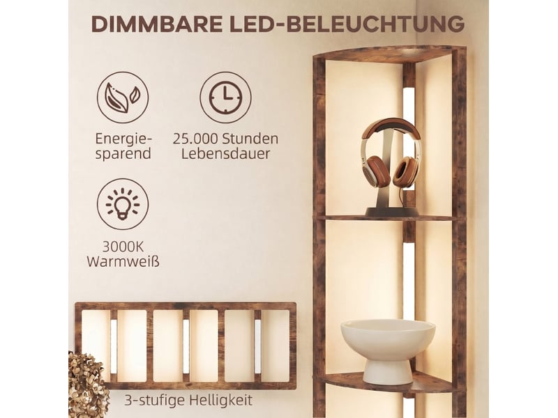  Lampadaire led 41x29,5x163,5 cm réglable mdf marron rustique  - Conforama D
