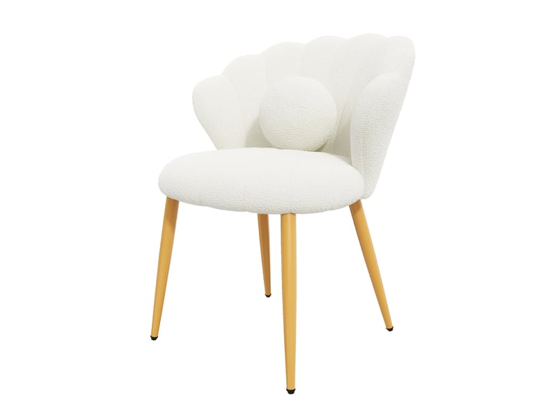  Lot de 2 chaises de salle à manger dossier coquillage 60x62,5x83 cm tissu blanc  - Conforama E