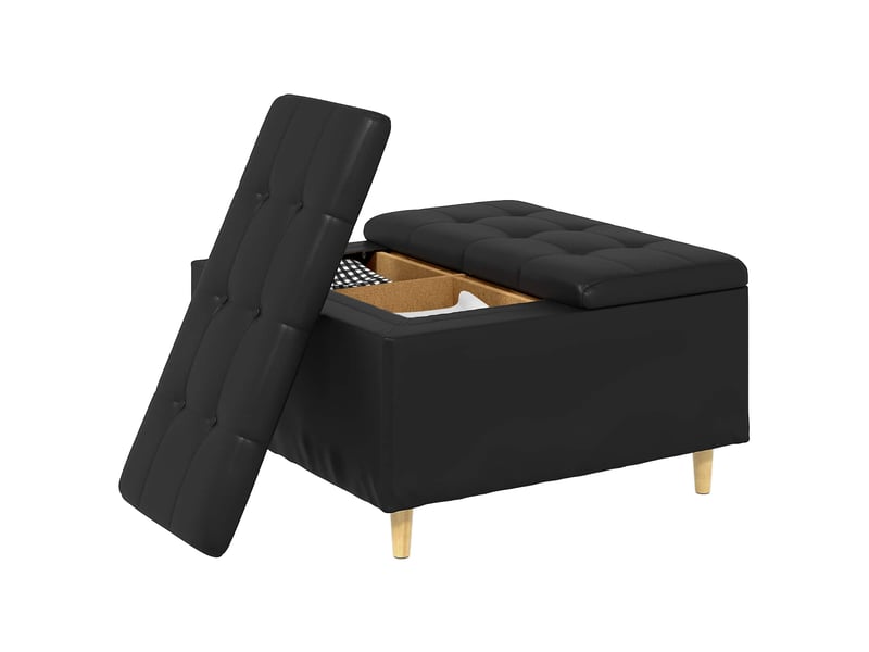  Ottoman, repose pied salon avec rangement noir 80x80x45 cm simili cuir  - Conforama C