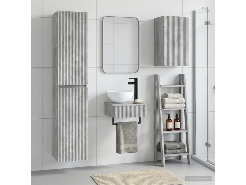 Ensemble de mobilier de salle de bain 3 pc gris béton cf64384  - Conforama B