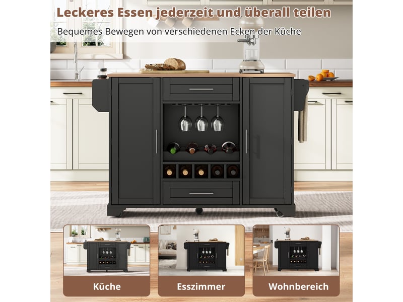  Chariot de cuisine multifonction - plan de travail rabattable 25 cm - dimensions 138x70x92cm - Conforama E