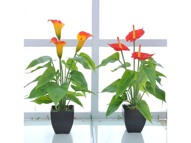  Fleurs artificielles décoratives pour salon, fleurs en plastique, plantes en pot artificielles, ornements, fausses fleurs  - Conforama E