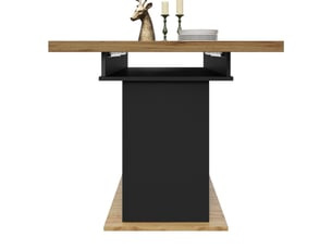 Table à manger extensible 110x140x80 cm, éclairage led intégré, panneau de fibres et particules, noir et naturel