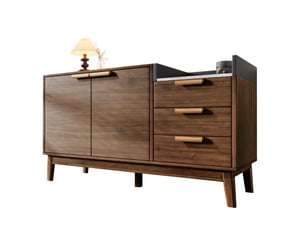 Buffet 1 porte(s) 3 tiroir(s) <strong>MIVRAY </strong> <strong></strong> - 120 cm coloris bois foncé