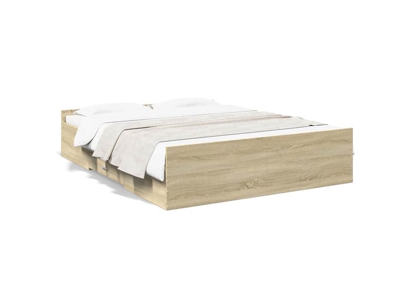 Lit double- lit adulte - cadre de lit avec tiroirs sans matelas chêne sonoma 150x200 cm - Conforama A