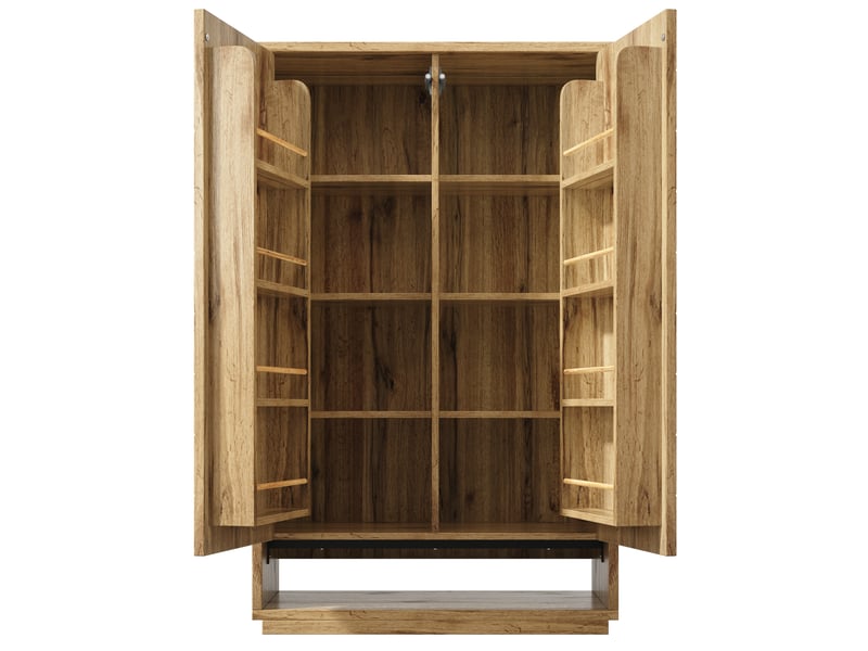 Buffet de cuisine haut effet chêne clair à 2 portes et 8 niveaux, 100 cm Fay Lum - Conforama W