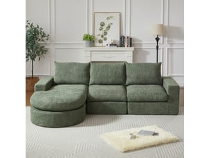 Canapé d'angle réversible fixe <strong>HAVRYA</strong> <strong></strong> 3 places Tissu vert