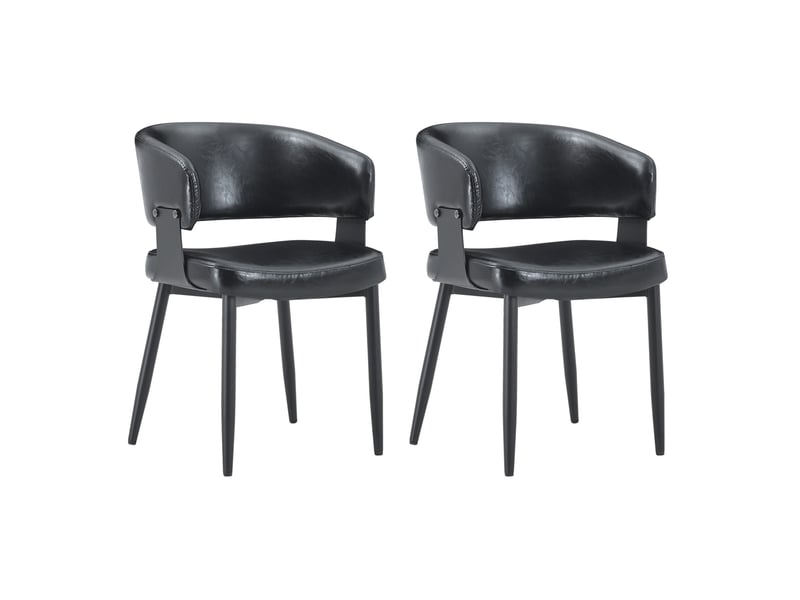 Chaises de salle à manger style mid-century modern - lot de 2, sellettes rétro avec accoudoirs en forme de fût et dossier à motif contrasté, chaises en pu pour 