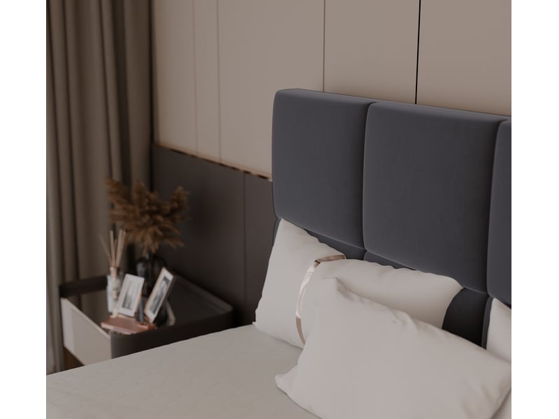 Lit coffre magnus - 160x200 cm - avec matelas et surmatelas - velours doux - gris foncé MAGNUS - Conforama D