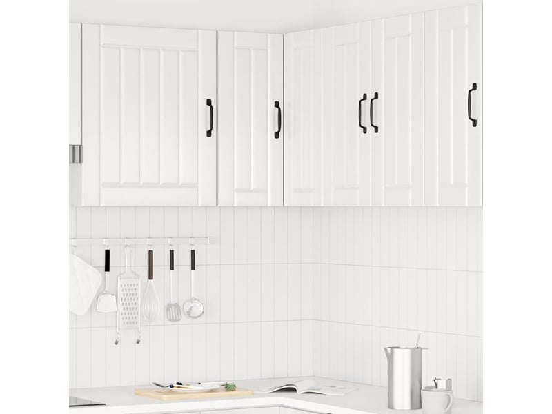 Meuble de rangement, armoire murale d'angle de cuisine lucca blanc brillant - Conforama C