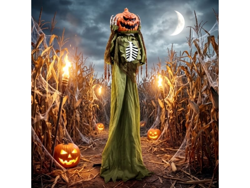  Squelette de citrouille animé 173 cm – déco halloween effrayante avec lumière, son et détection tactile  - Conforama B