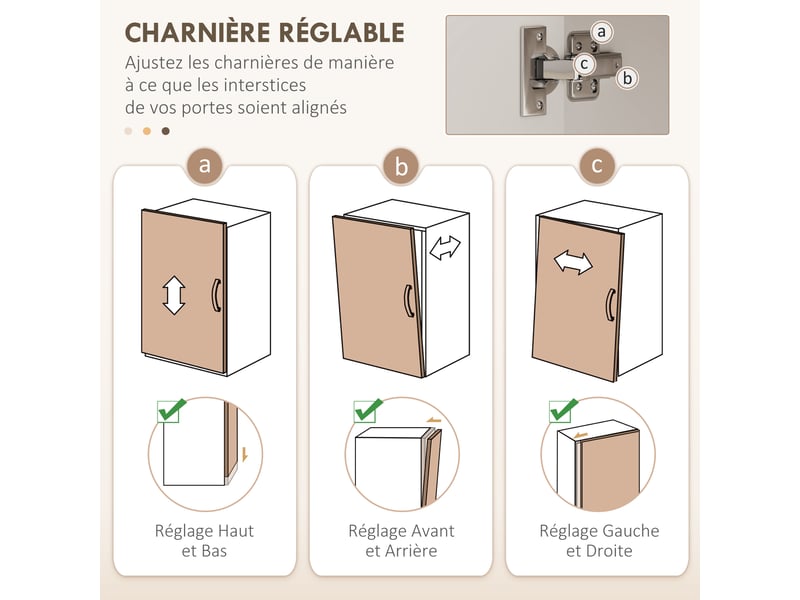  Meuble micro onde, 60 x 40 x 131 cm chêne et blanc, buffet cuisine avec placard tiroir étagère supérieur  - Conforama E