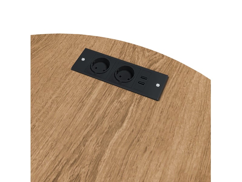  Table de chevet cylindrique, prise secteur et 2 ports usb, porte coulissante, meuble bureau et salon, mdf, décor chêne  - Conforama E