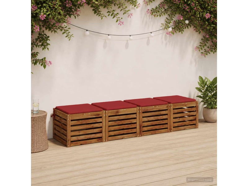  Lot de 4 coussins de siège, coussins d'assise soest 100 % polyester rouge cf60525  - Conforama B
