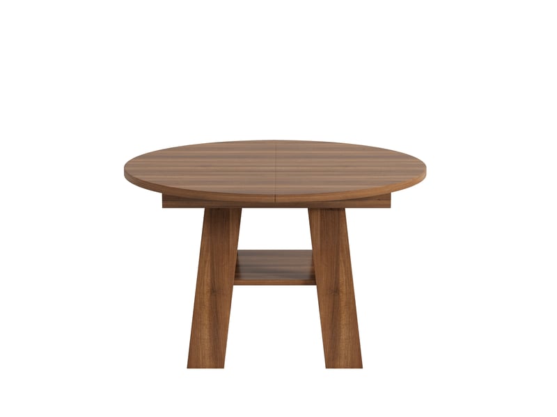  Table à manger ronde extensible 4 à 6 places avec rangement - lpospi - étagère intégrée mdf noyer  - Conforama A