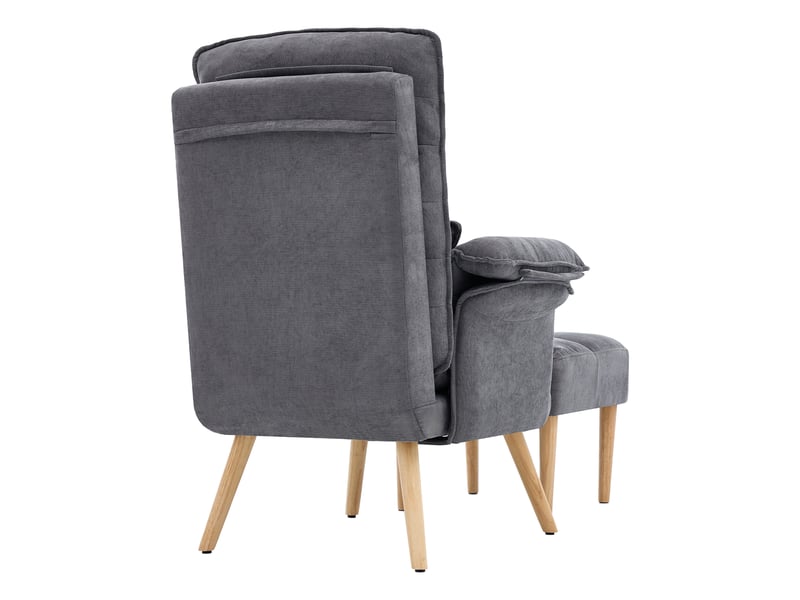  Canapé fauteuil relax 1 place en tissu aspect lin gris avec repose-pieds et dossier inclinable  - Conforama D