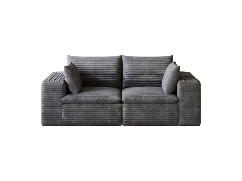 Canapé 2 places en velours côtelé canapé nuage gris foncé 180 cm sans montage - Conforama A