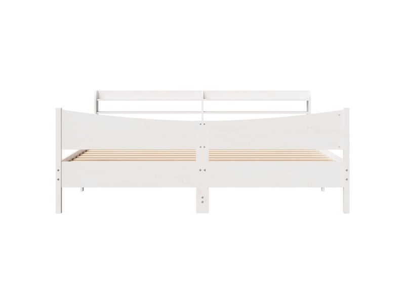  Lit double- lit adulte -  cadre de lit et tête de lit blanc 180x200 cm bois de pin massif  - Conforama C