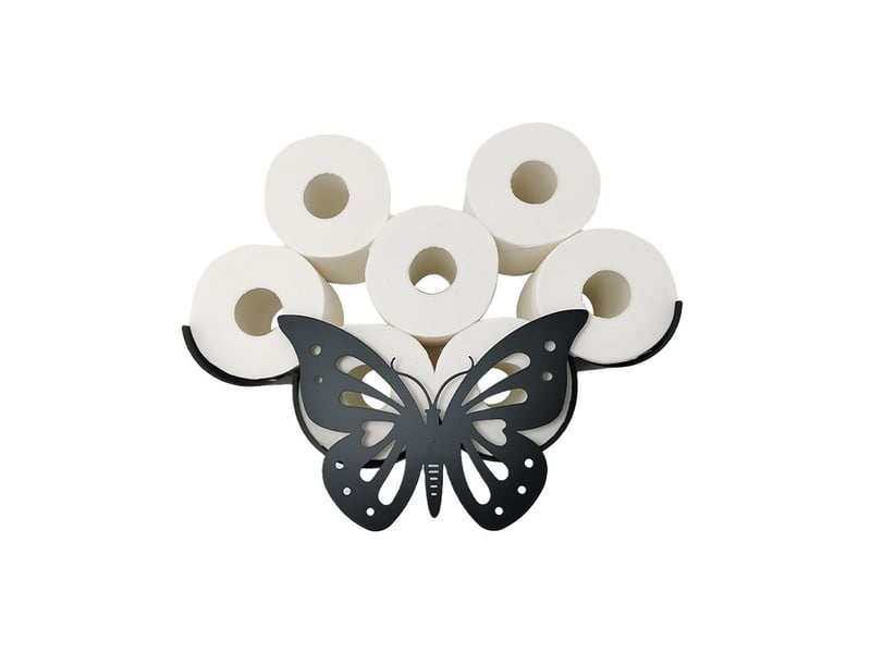  Porte-papier toilette en métal en forme de papillon – stockage et rangement, noir  - Conforama A