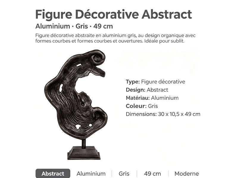  Figure décorative abstract aluminium gris 49 cm S8802647 - Conforama E