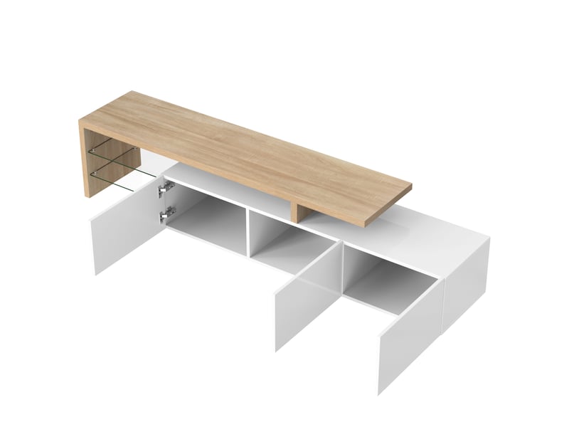  Meuble tv - moderne 200cm - éclairage led 7 couleurs - mdf e1 écologique - design contemporain  - Conforama R