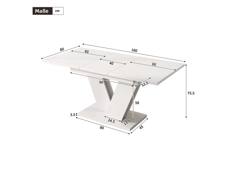  Ensemble table et chaises, table rectangulaire extensible mdf blanc, 6 chaises rotation 360°, rangement, velours, beige  - Conforama D
