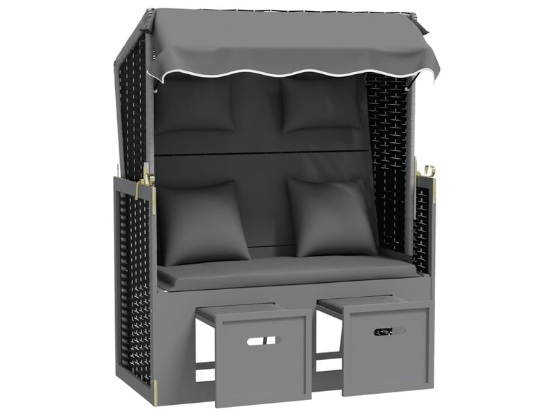  Strandkorb avec coussin résine tressée bois solide anthracite 02_0012173  - Conforama C
