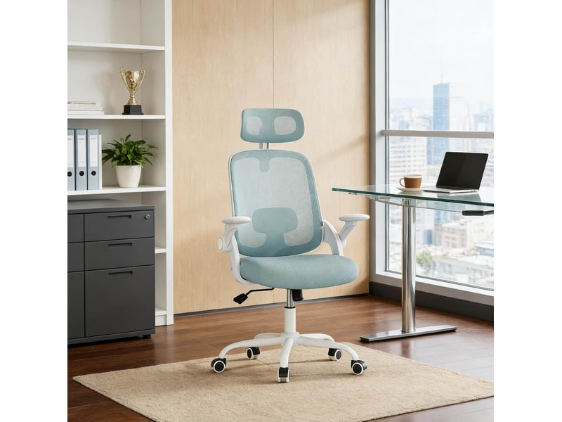  Chaise de bureau ergonomique dossier haut avec têtière homvra  - Conforama B