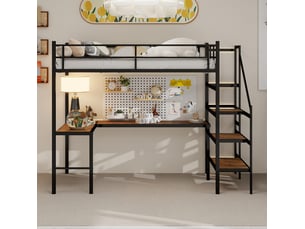 Lit mezzanine 90x190 cm <strong>OKWISH</strong>  <strong></strong> coloris noir