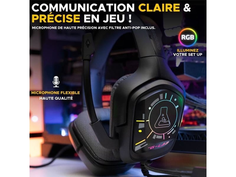 Casque gamer filaire - the g-lab - korp cobalt 7.1 - son 7.1 surround - usb - rgb  - Conforama C