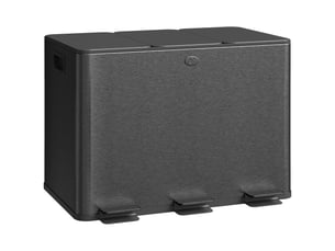 Poubelle de cuisine tri sélectif 3 compartiments en acier inoxydable noir 61,9x36,6x56,7 cm