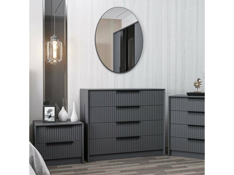  Commode jebi, 3 tiroirs, 100x85x45h cm noir anthracite Jebi - Conforama B