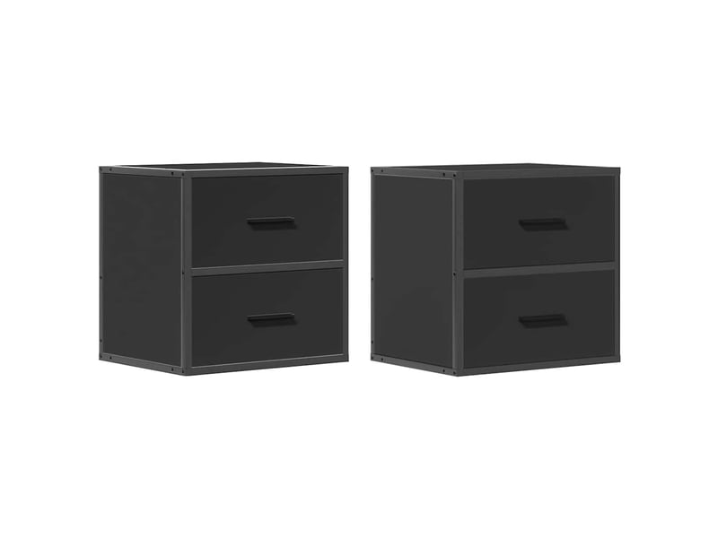  Vidaxl table chevet murale noire 2 tiroirs métal meuble rangement étagère 40x31x39.5cm chambre  - Conforama A