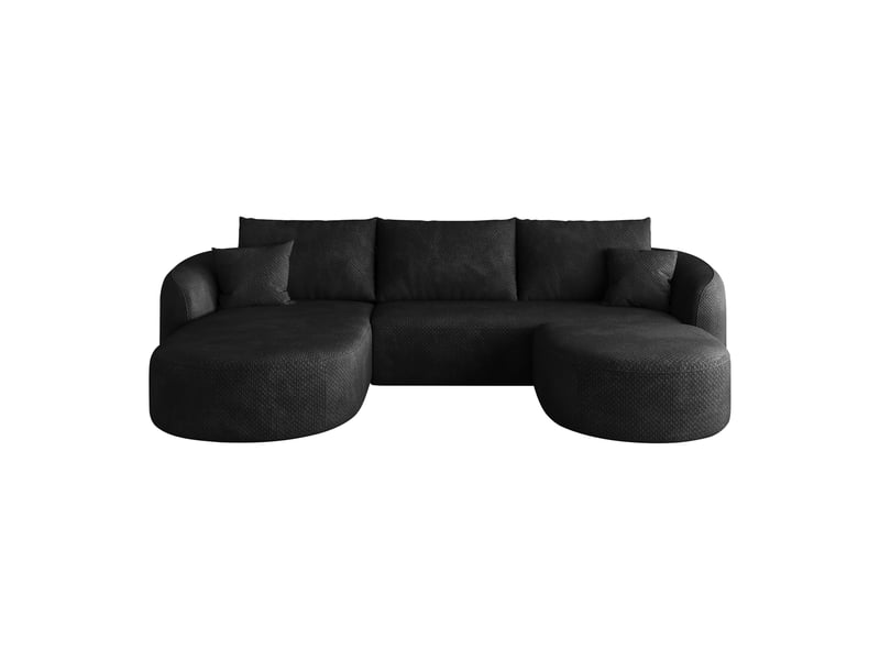  Canapé modulable noir tissu, canapé panoramique en u sans montage, design contemporain pour salon et chambre, structure flottante moderne  - Conforama A