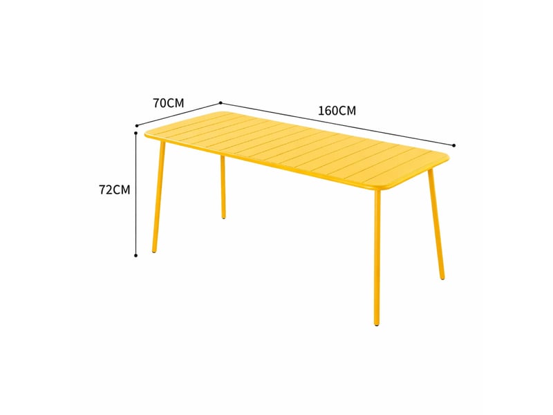 Ensemble table de jardin 160 cm et 6 chaises jaune bergame  - Conforama C