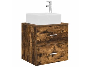 Vanité de lavabo mural, meuble de rangement chêne fumé 49.5x41x63 cm shl8926