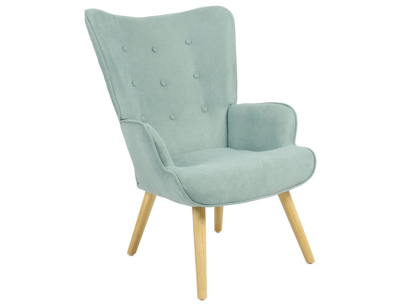  Fauteuil en tissu vert clair pied en bois 75x69x96 cm  - Conforama A