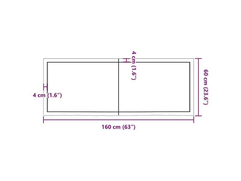 Comptoir de salle de bain, plan de travail marron foncé bois massif traité cf65877 - Conforama E
