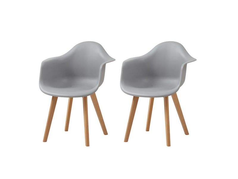  Lot de 2 chaises de salle à manger - pieds en bois - chaises de salle à manger scandinaves - gris  - Conforama A