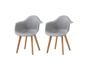 Lot de 2 chaises de salle à manger - pieds en bois - chaises de salle à manger scandinaves - gris
